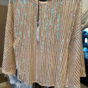 Peach/Gold Sequined Top!